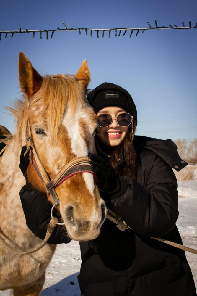 woman smiling with horse woman smiling with horse